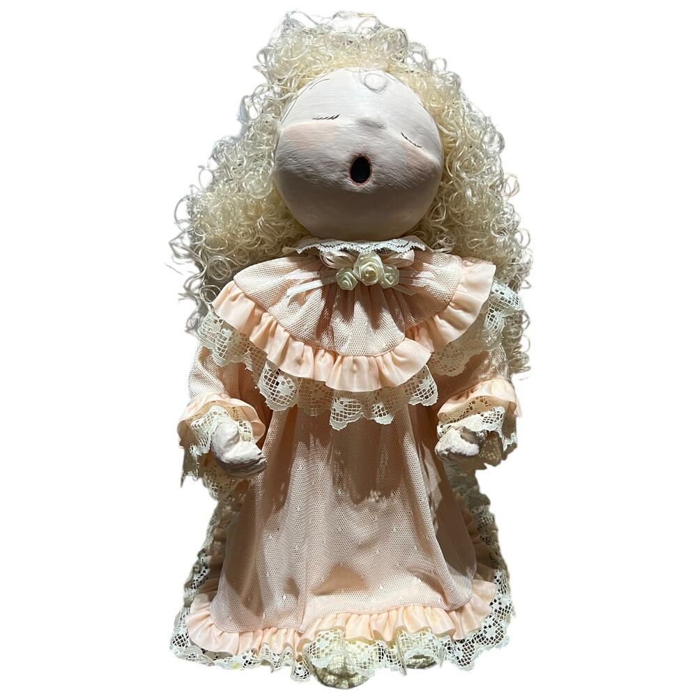 Handcrafted Singing Angel Table Decor Vintage Lace Accent Figurine